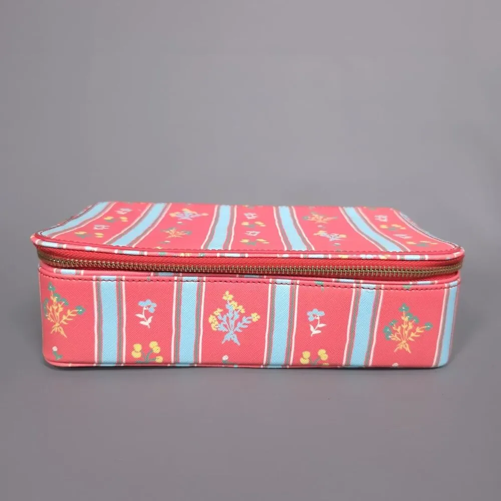 NEELY & CHLOE Women's Jewelry Case Travel Organizer Floral Zip Box Pink